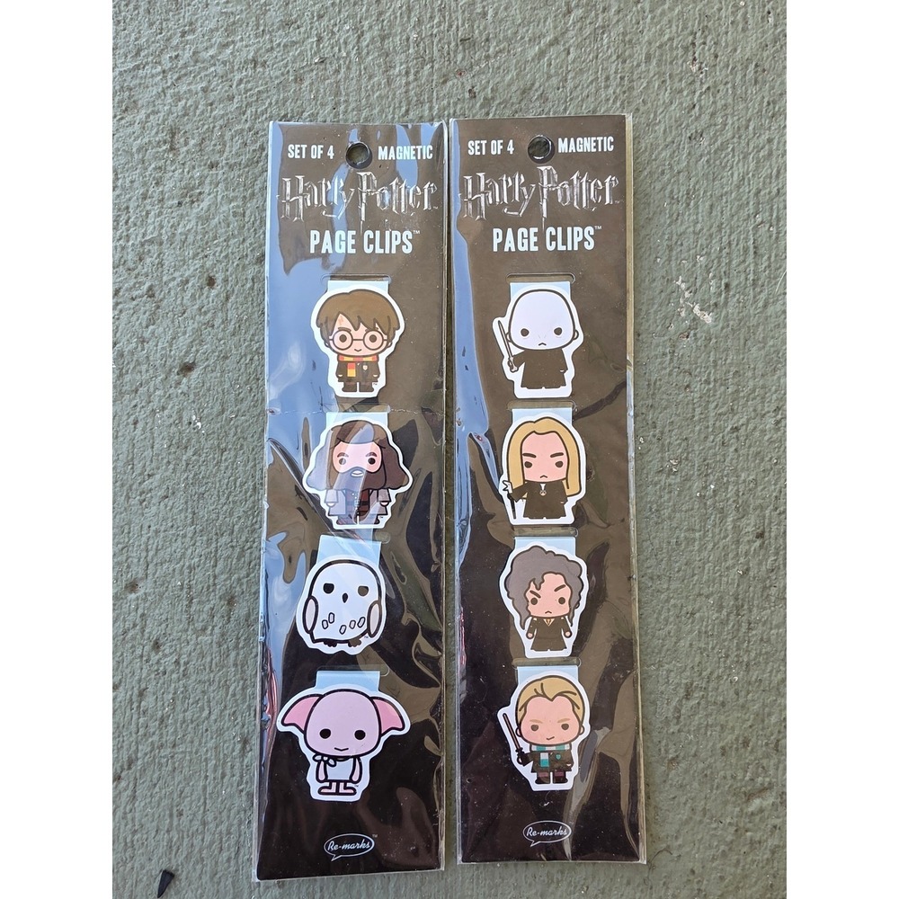 Harry Potter Magnetic Page Clips Re-marks Bookmark Set of 8 Hogwarts Dark Arts